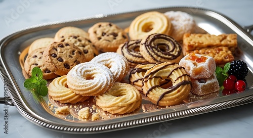 Wallpaper Mural Assorted pastries on a silver tray Torontodigital.ca