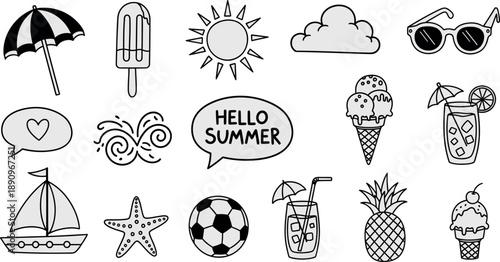 Summer fun icon set