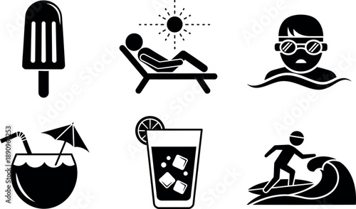Relaxation and leisure icon set