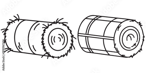Round hay bales illustration agricultural products on white background