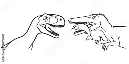 jurassic world animal line art and illustrator eps 10