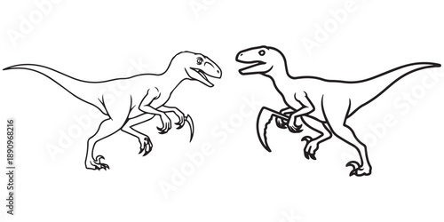 jurassic world animal line art and illustrator eps 10