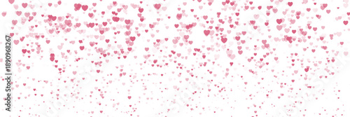 Bright pink small hearts Valentines Day abstract background. Vector greeting card shiny banner design