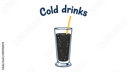 A vector graphic illustration of a cold drink with a straw