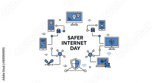 Safer Internet Day Protection Concept Illustration.
