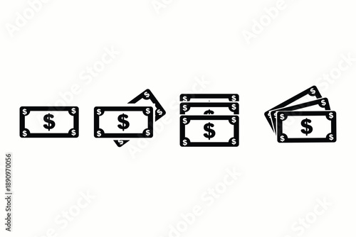Money and cash icon set vector illustration for finance and business concepts, clean and scalable.