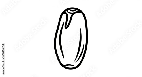 Black and white illustration of a single garlic clove on a plain background