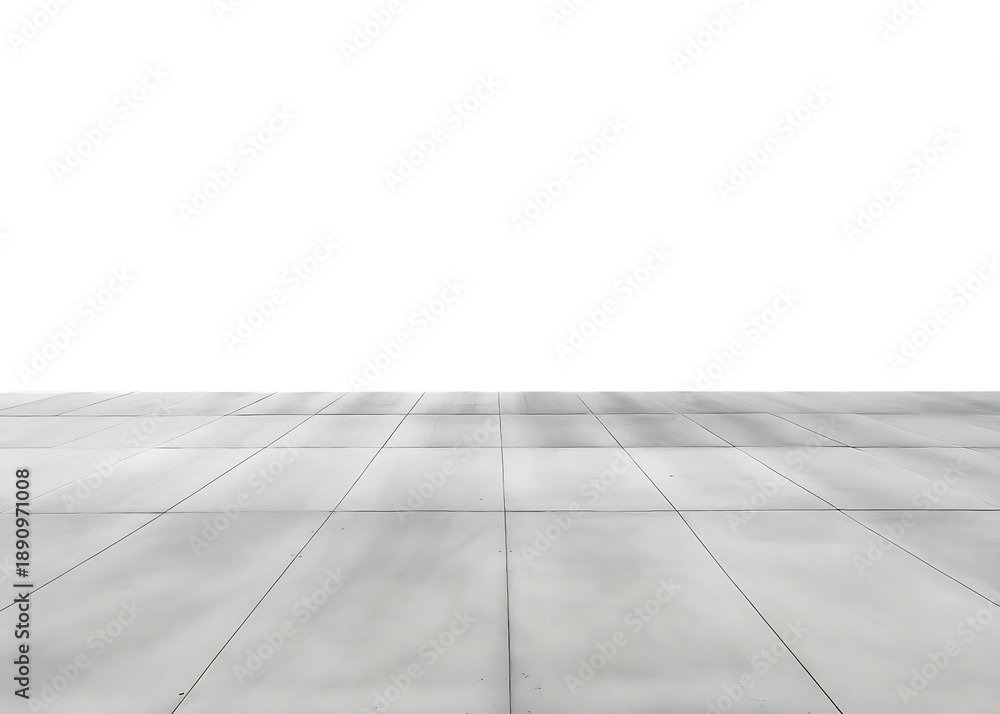 Fototapeta premium Gray concrete floor with square tiles isolated on a transparent background