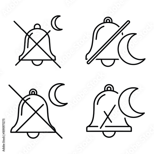 Remote work do not disturb night mode icons