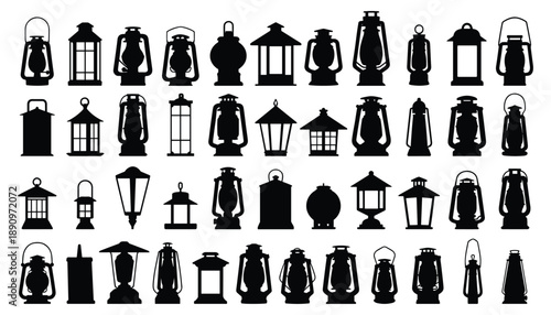 Collection of silhouette lanterns and lamps variety of styles for decor