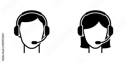 男女のオペレーターのシルエットアイコン