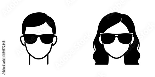 サングラスをかけた男女のシルエットアイコン