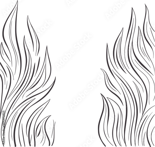 Minimalist black and of two flames rising upwards fire
