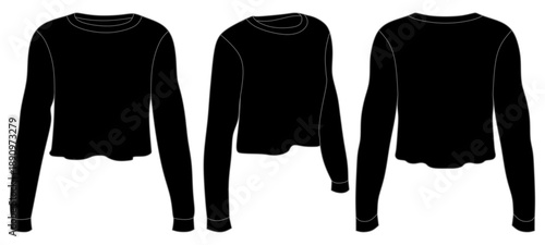 Women’s Cropped Crew Fleece Mockup Template Vector
