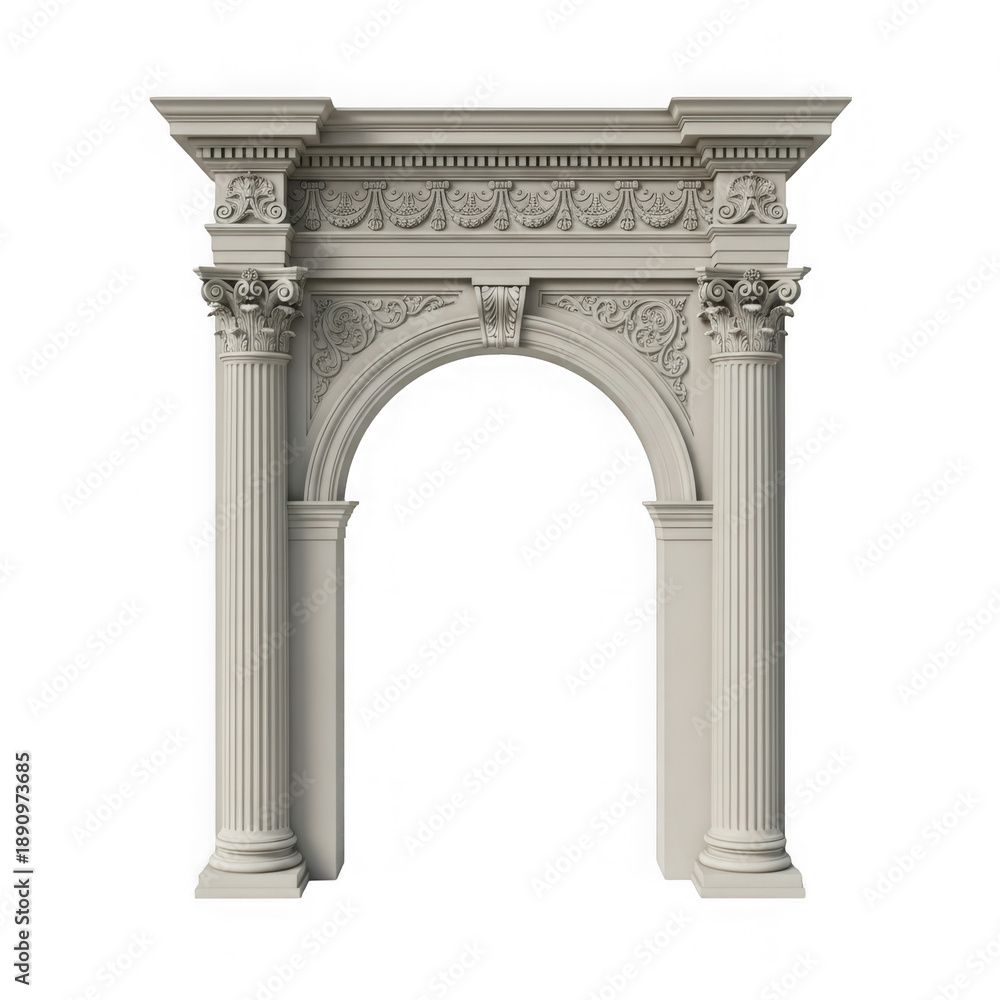 Fototapeta premium Elegant classical archway isolated on white background