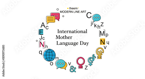 International Mother Language Day Alphabet Circle.