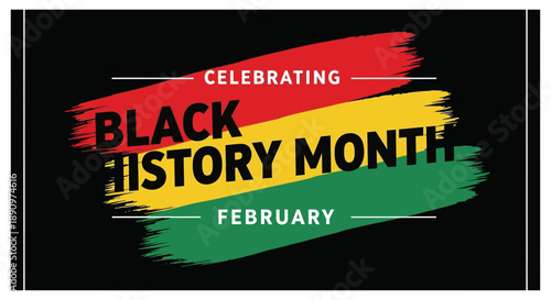 Vibrant Black History Month Celebration Banner with Pan African Colors and Brushstroke Design