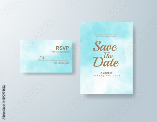 Wedding invitation with abstract watercolor background