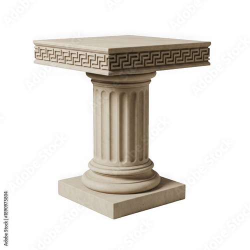 Classical stone pedestal table isolated on white background