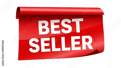 Red best seller sticker on transparent background