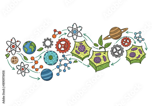 A vibrant illustration of an atom, perfect for educational materials or science-themed designs.