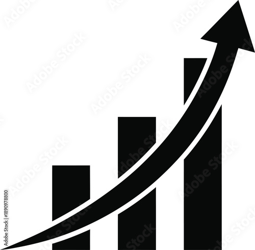 Increasing trend graph with arrow and bars