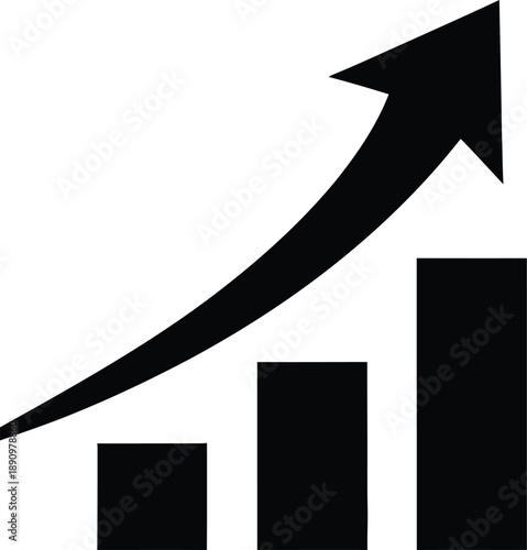Increasing trend graph with arrow pointing upward
