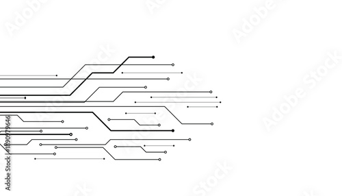 Abstract Digital Circuit Board Lines on Black technology