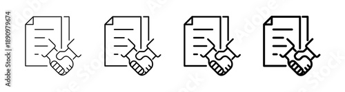 Agreement and Signed Contract Icon with Handshake and Document Symbol vector illustration