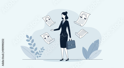 Businesswoman Managing Multiple Documents Efficiently.