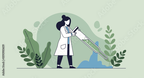 Female Scientist Conducting Research Experiment.