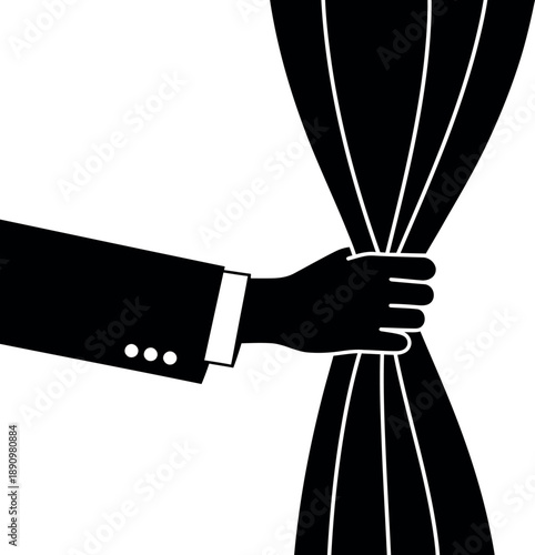 Hand Holding Curtain Icon for Theatre and Event Opening