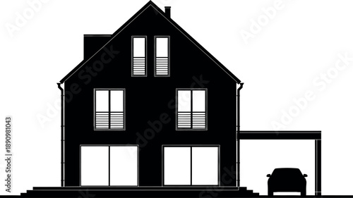 Modern Residential House Silhouette for Real Estate and Architecture