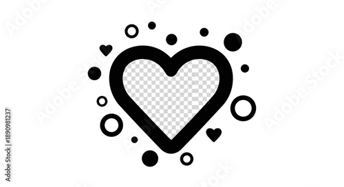 Black Heart Icon with Dots Surrounding.