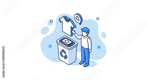 Person Recycling Plastic Bottle Into Bin Illustration.
