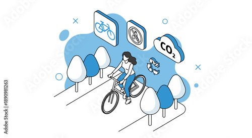 Person Riding Bicycle Through Environmentally Friendly Area.