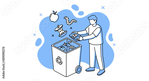 Person Sorting Recyclable Waste Into Recycling Bin.