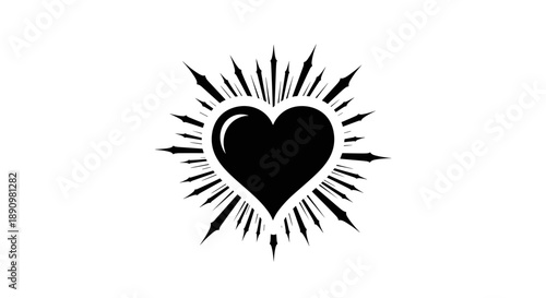 Black Heart Icon with Radiant Spikes.