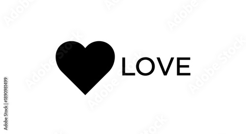 Black Heart Symbol with Love Text.