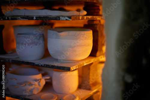 Many rustic clay in the kiln