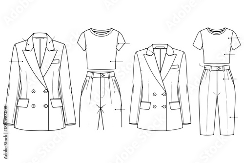 Fashion Flat Sketch Vector Illustration CAD Drawing Template