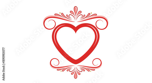 Red Heart Shape with Floral Design.