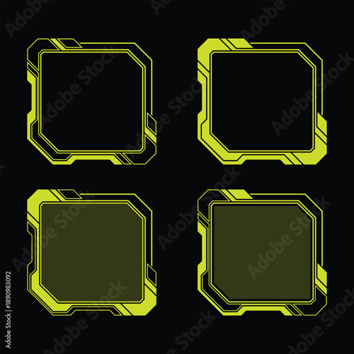 Modern yellow and black futuristic frames for design and technology projects