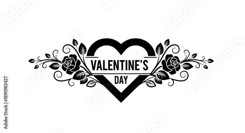 Valentines Day Heart Floral Design Element.