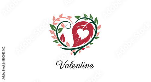 Valentines Day Heart Floral Illustration Design.