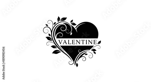 Valentines Day Heart Floral Ornate Design 1.
