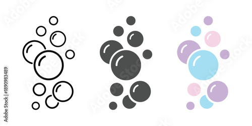 Bubbles icon. Soap foam suds symbol in flat design. Transparent PNG and vector illustration