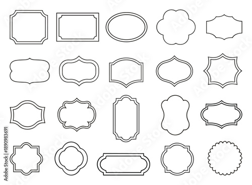 Vintage label frames set outline badge borders vector