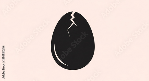 A cracked black egg illustration on a light background viewed from the front