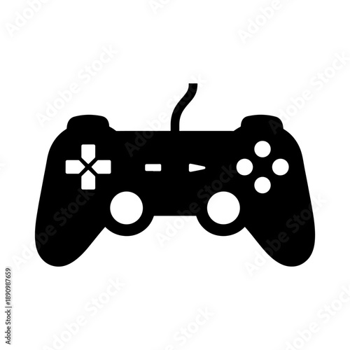 A stark black silhouette depicts a modern video game controller showcasing its button layout and ergonomic design silhouette high quality professional detailed elegant